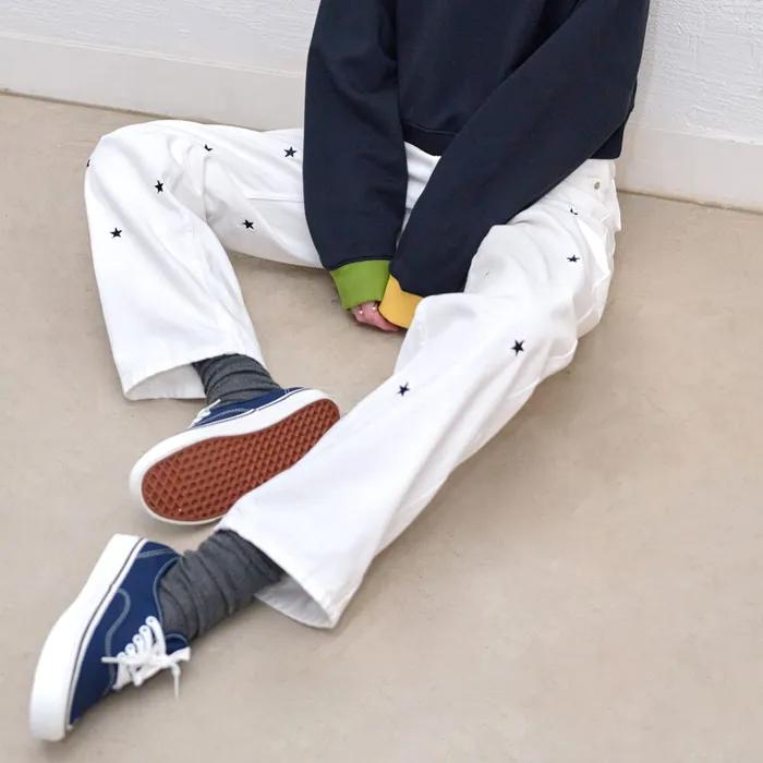 STRAGHT STAR DENIM PANTS white