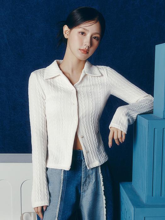 오픈 카라 니트 가디건_IVORY