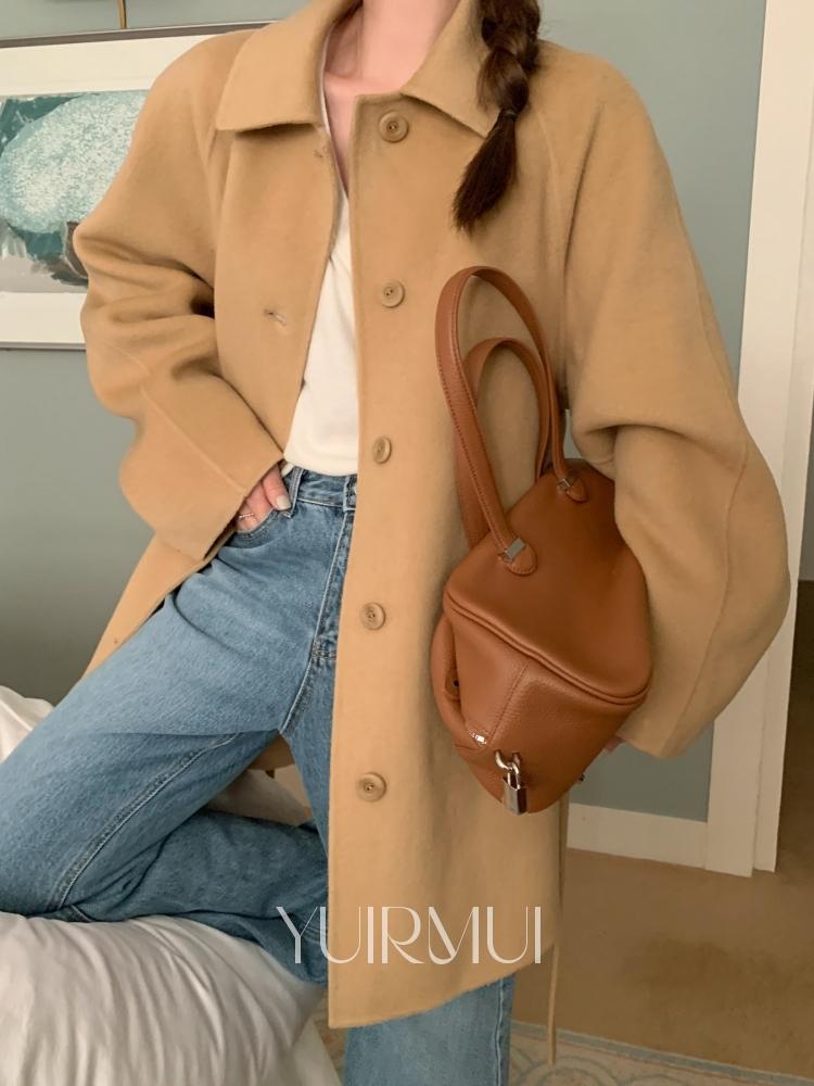 유이르무이 mellounge 멜라운지 무드 울100 싱글 래글런 핸드메이드 하프 코트 3color