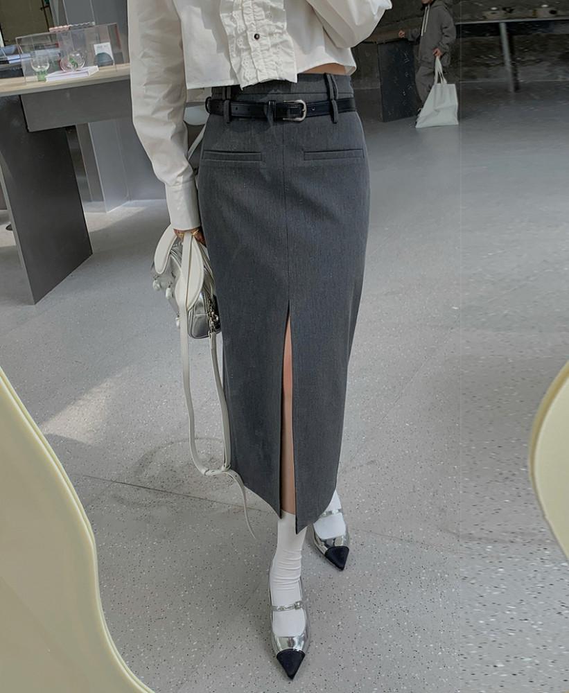 너트 슬릿롱스커트 (그레이,블랙)