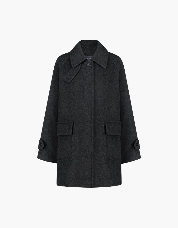 balmacaan half coat - charcoal
