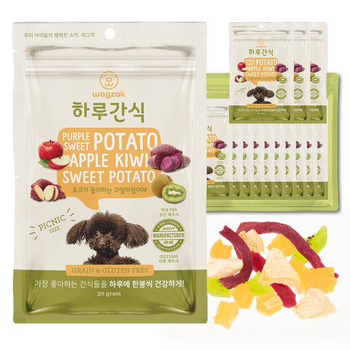와그작 강아지 하루간식, 혼합맛(자색고구마/..., 30g, 14개 - 건조간식/육포 | 쿠팡