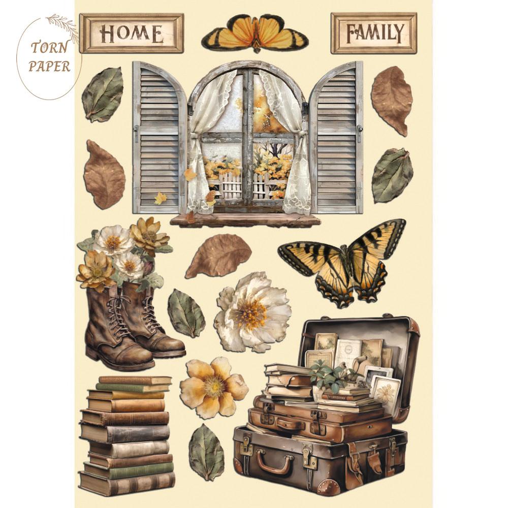 Stamperia 스탬페리아 Colored Wooden shape Golden Harmony accessories STA 584