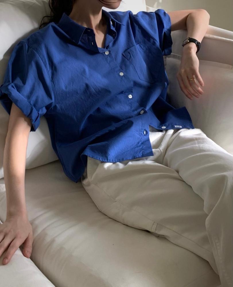 (크림,ST당일) fllanel 플라넬 웨일즈 셔츠 반팔 롤업 셔츠 wales roll-up shirt