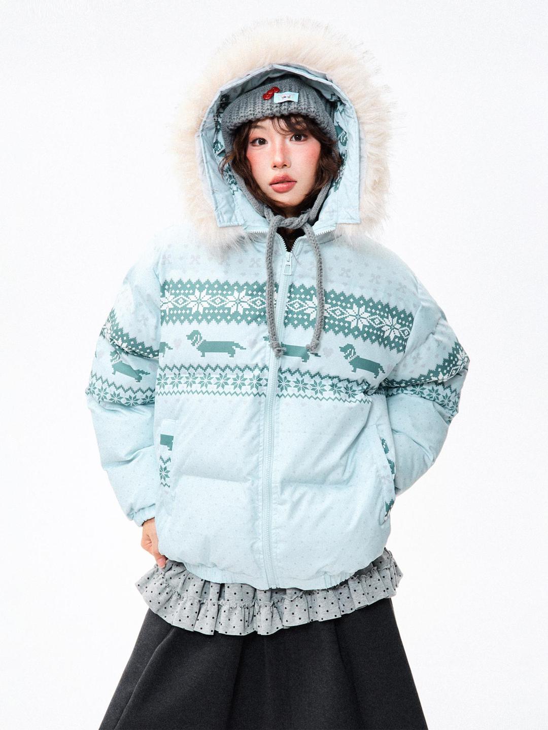 여성 겨울 모피 페어아일 빈티지 카라 두꺼운 따뜻한 보온