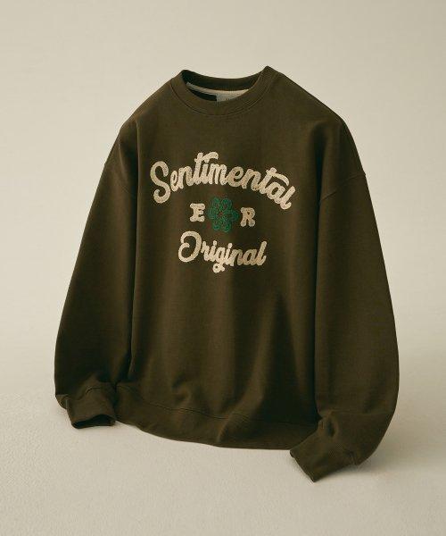 이코르(ECORR)  클로버  자수 스웨트셔츠_카키 - 사이즈 & 후기 | 무신사