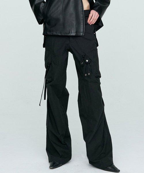 STRAP CARGO PANTS (UNISEX) BLACK