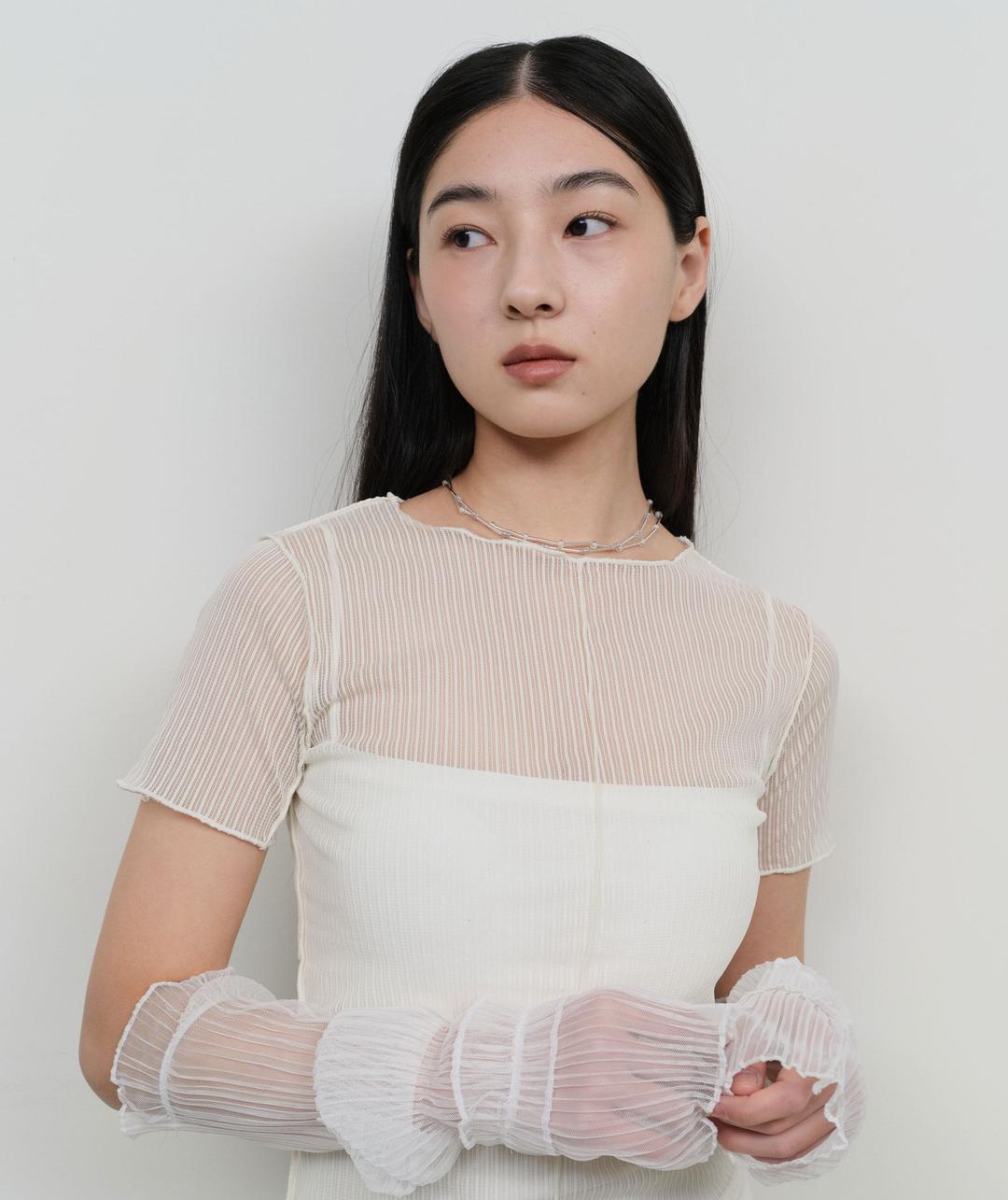 Back Slit Lettuce Stitch Top [Yellow]