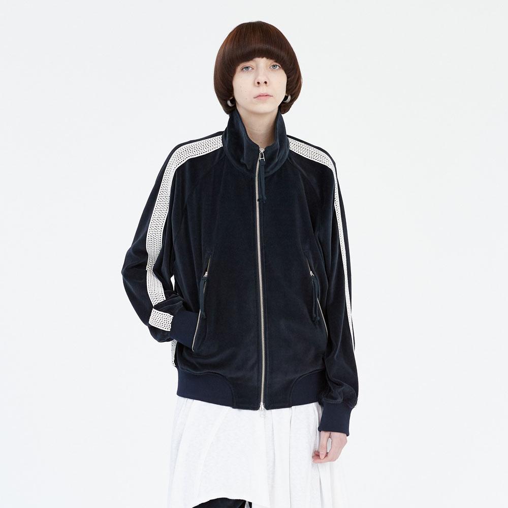 Lace Velour Track Jacket_Dark Navy