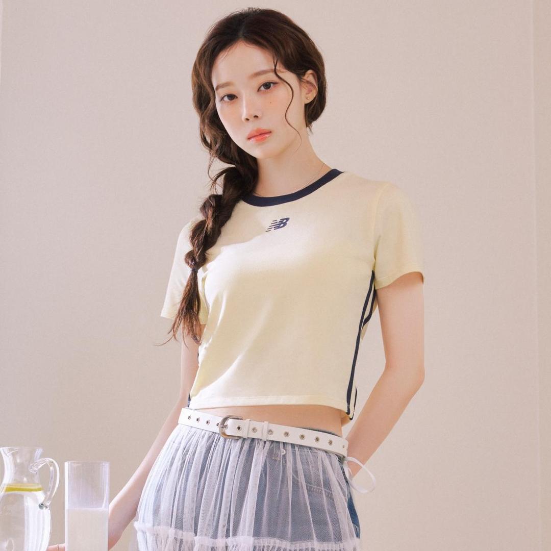 WOMEN 트랙 크롭 링거 반팔티 (SLIM FIT)