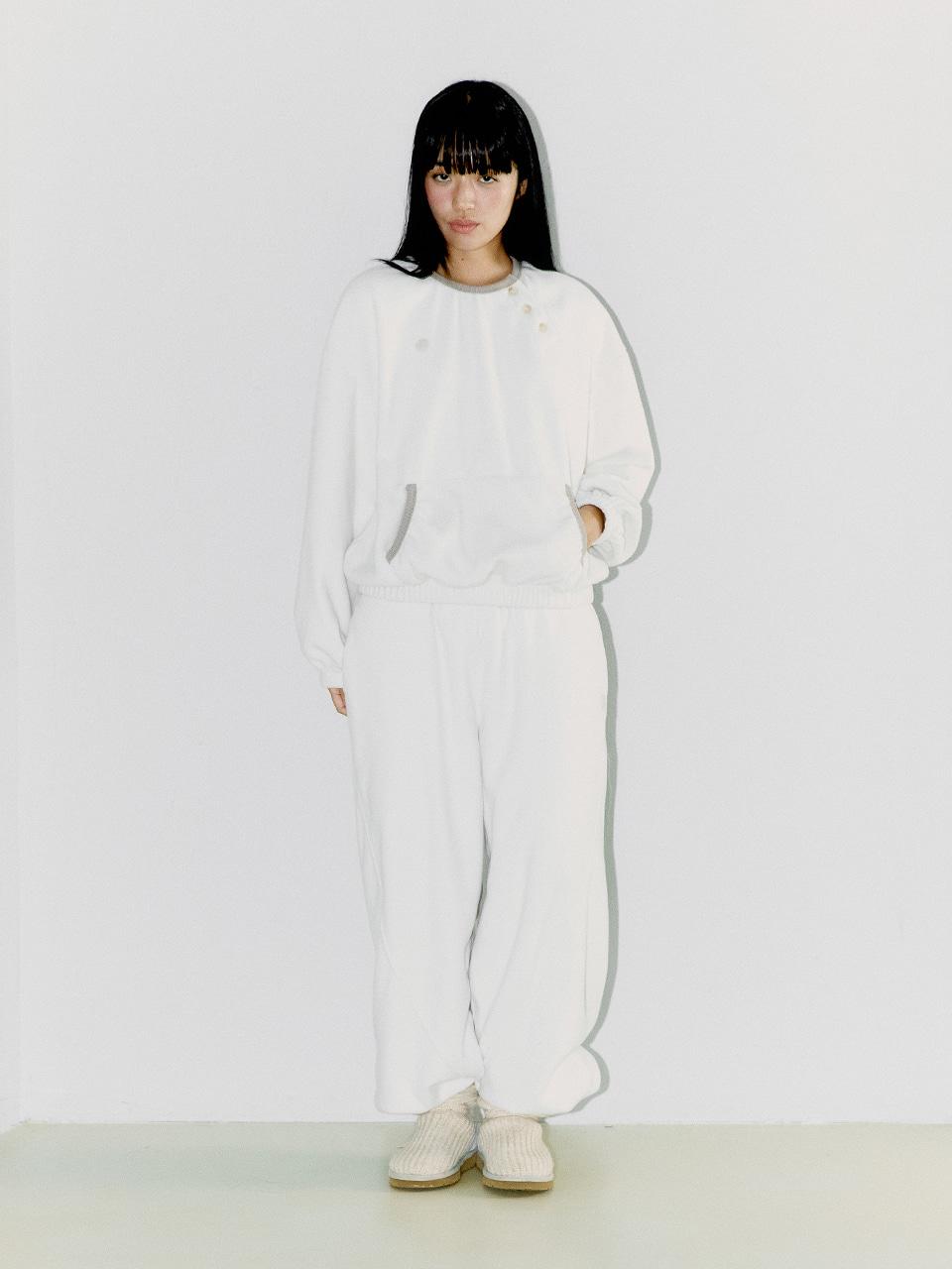 DIAGONAL FLEECE SWEAT SET UP, IVORY