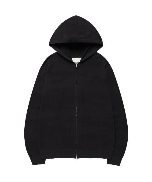 GHOST CAMO KNIT HOODIE ZIP-UP BLACK