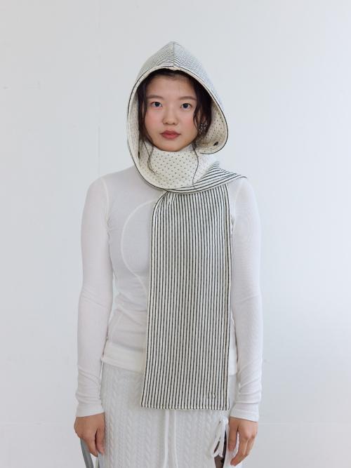 Reversible Fairy Hood Muffler Cream • Stripe