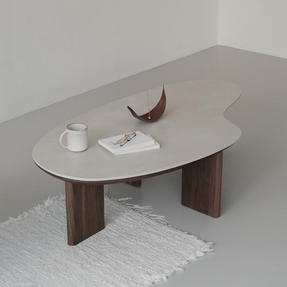 퓨로 피넛 세라믹 원목 좌식 거실테이블