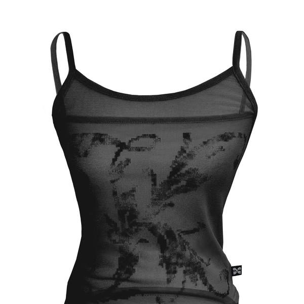 LEAF K MESH SLEEVELESS IN BLACK