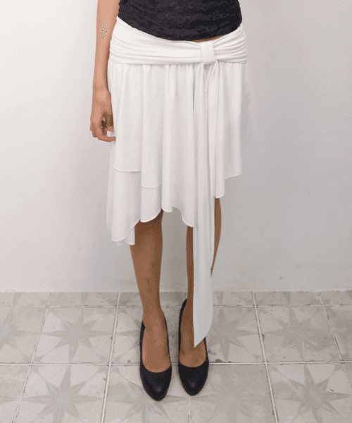 드레이프 타이 스커트 & 스카프 세트 *화이트