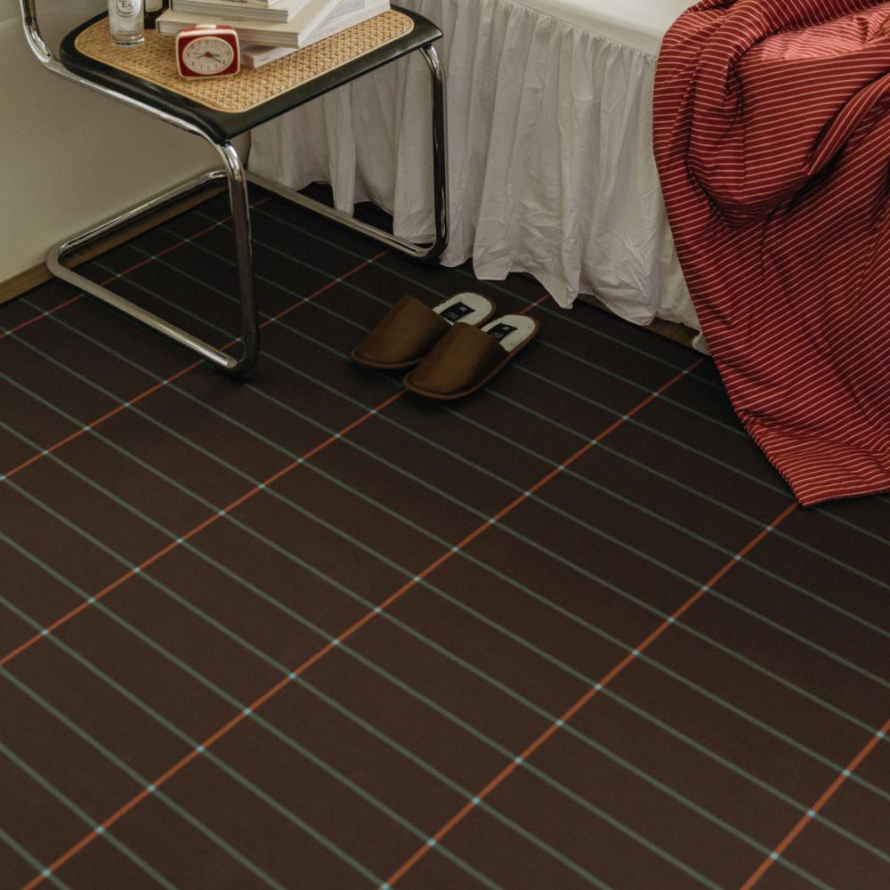 먼지없는 생활방수 그리드 러그 카페트 - 브라운 2size