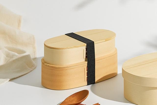 피크닉 나무 도시락 찬합 라이트베이지 2단 도시락