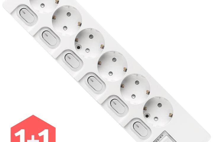 1+1 국산 멀티탭 6구 개별스위치 (16A) 0.7m/1.5m/3m/5m