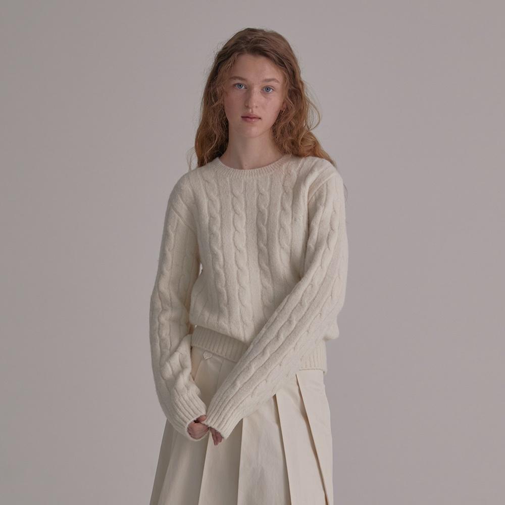 [29CM 단독] Alpaca Cable Round Crop Knit (4COL)