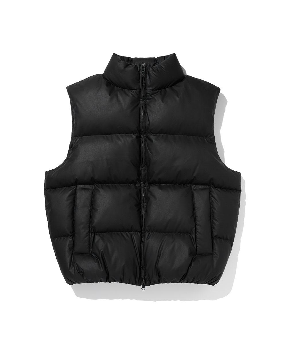 에센셜 푸퍼 숏 패딩 조끼-블랙