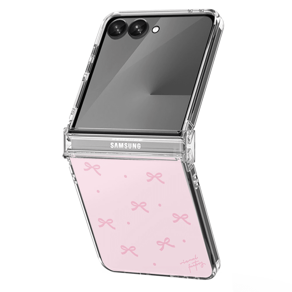 리틀리본 핑크 갤럭시Z플립 투명 하드 케이스