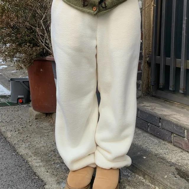 [보송/따뜻해요!] 보송 후리스 스트링 조거 와이드 팬츠