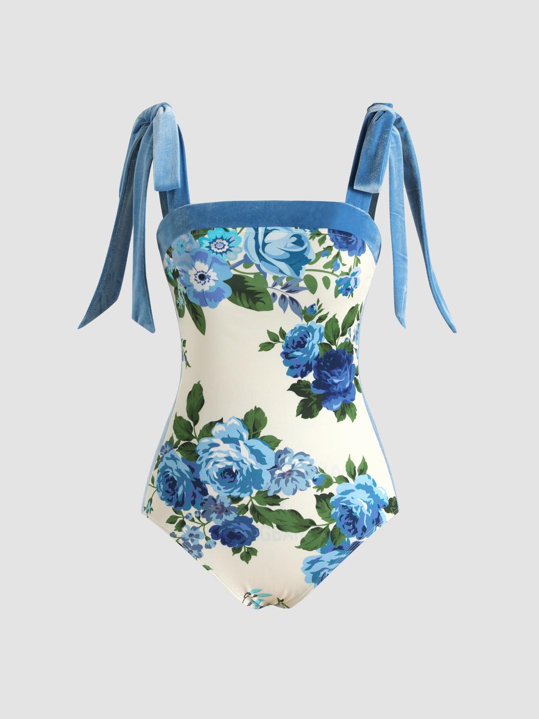 Floral Pattern Tie Shoulder Bodysuit