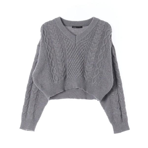 미쏘 (M)그레이 꽈배기니트 스웨터