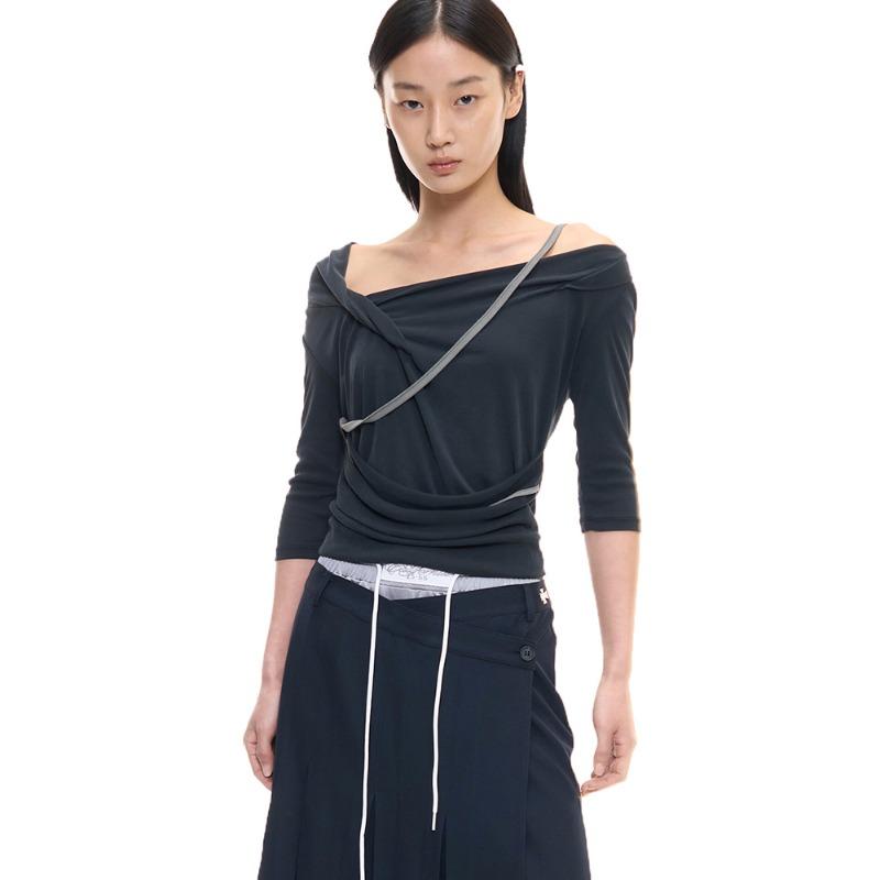 CERETTI DRAPED TOP (CHARCOAL)