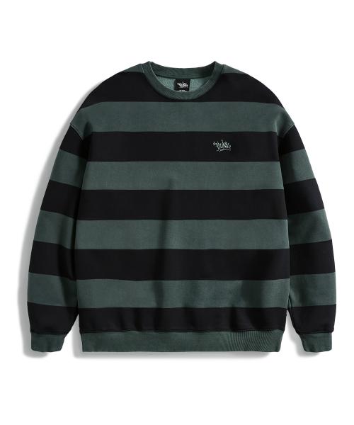 슬램로고 스트라이프 피그먼트 맨투맨 티셔츠  블루그린 FMT759-Z