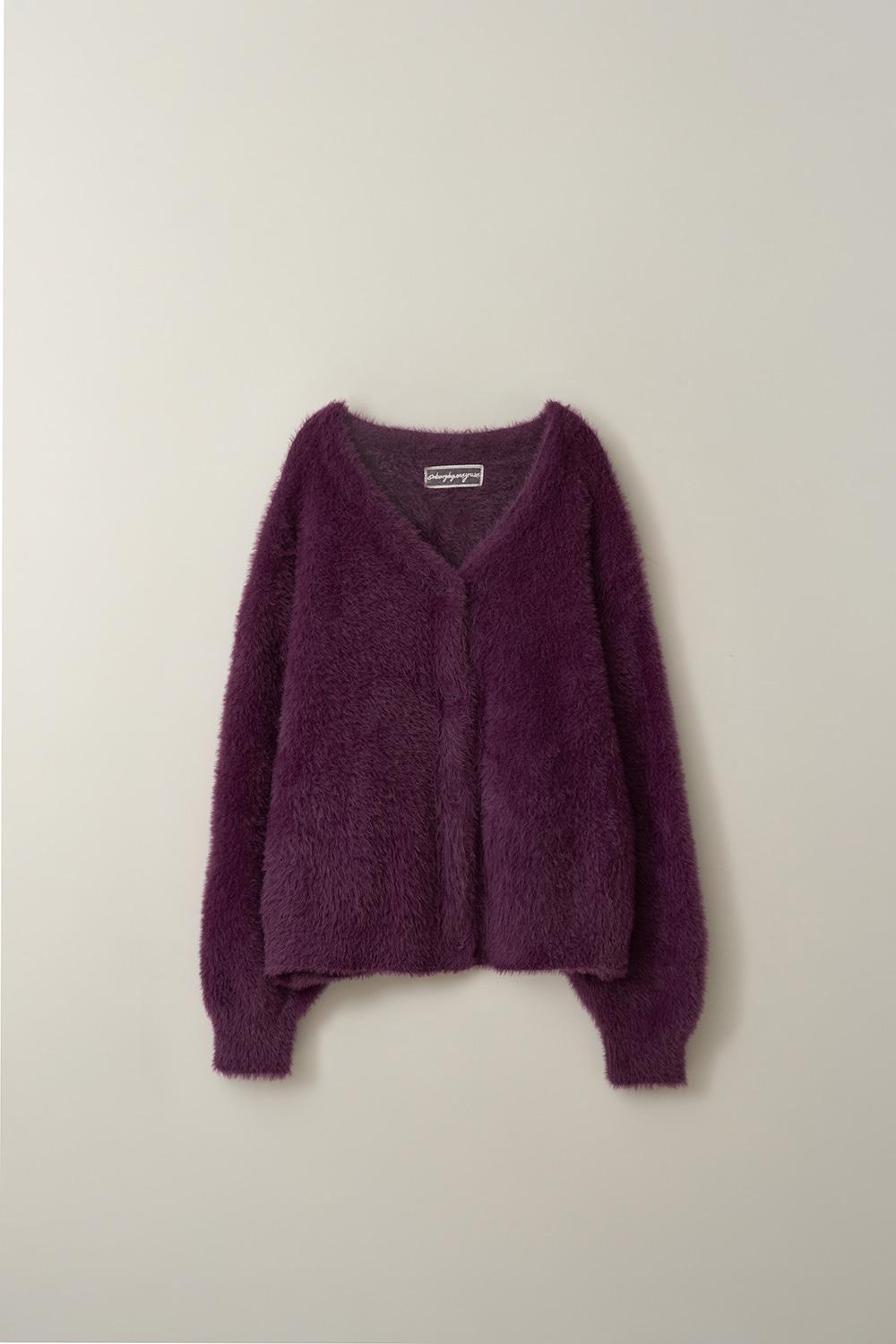 헤어리 소프트 가디건-퍼플
