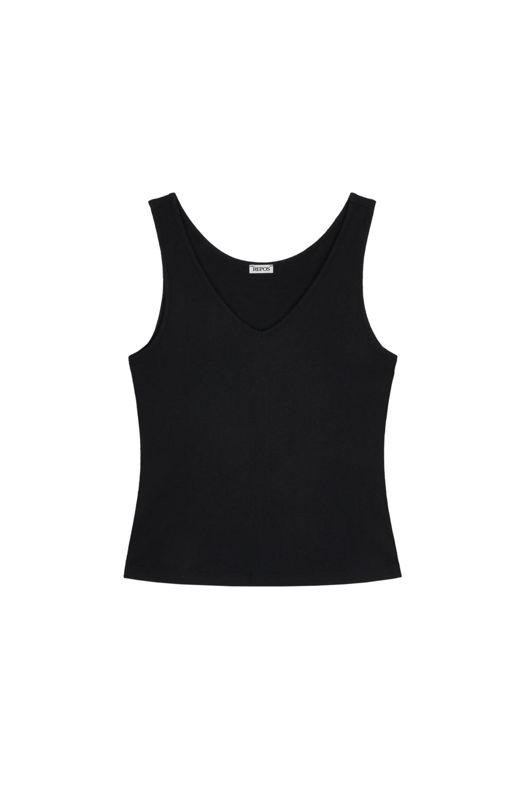 COTTON SLEEVELESS T-SHIRT (BLACK)