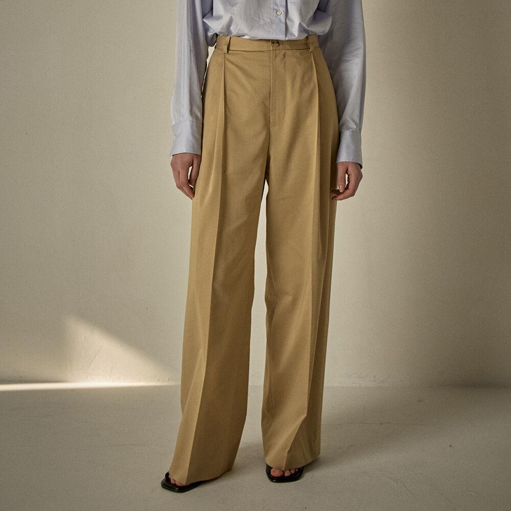 코튼 큐프라 와이드 팬츠_sand beige