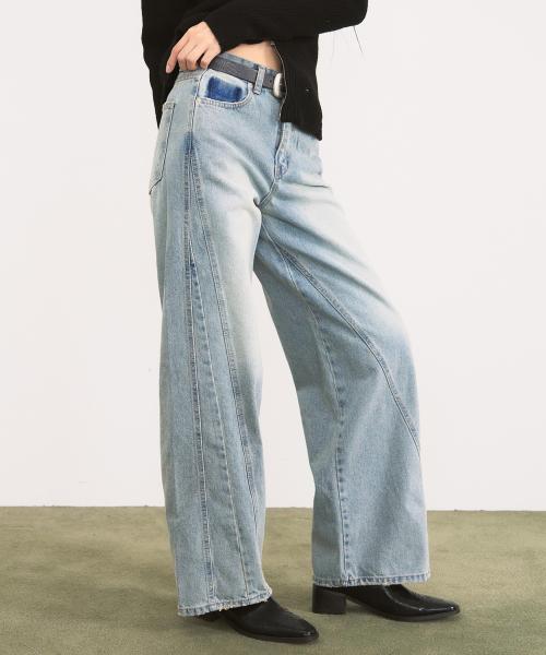 이레귤러 와이드 데님 팬츠 [blue]