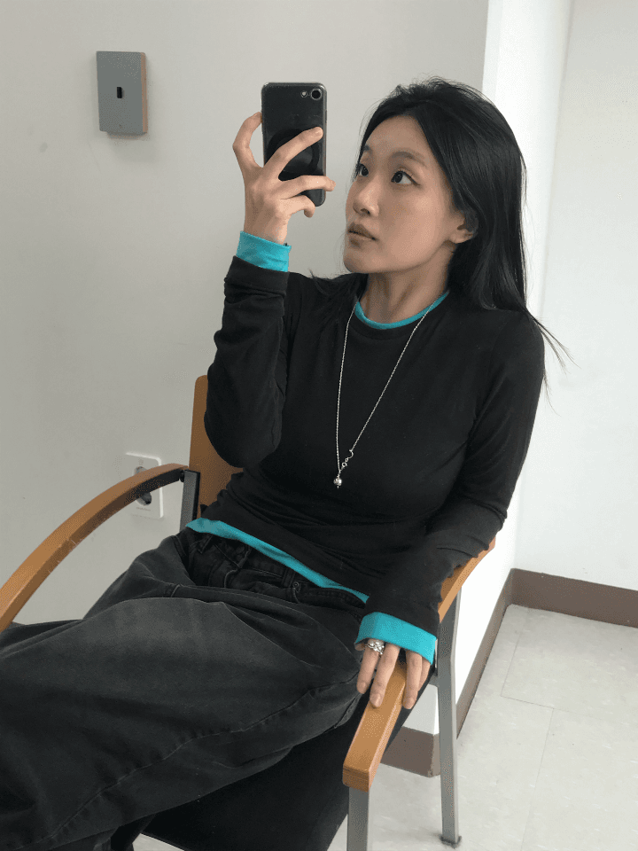 더니브 컬러 레이어드 배색 tee(4col)