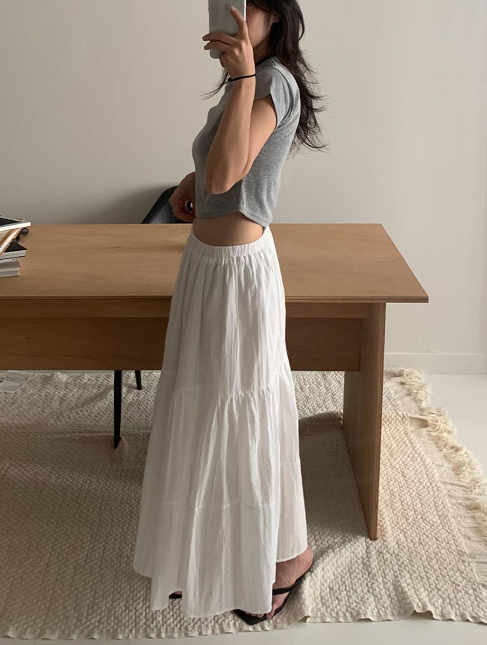 오브이베브 Ann tiered skirt휴양지룩/동남아여행/하객룩/여름/가을/화이트/스커트/출근룩/티어드스커트/롱스커트/플레어/캉캉