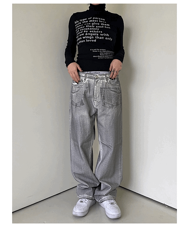 드레이 워싱 와이드 팬츠