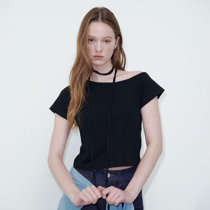 [6차 리오더] One Off-shoulder Top Black (Strap Set)