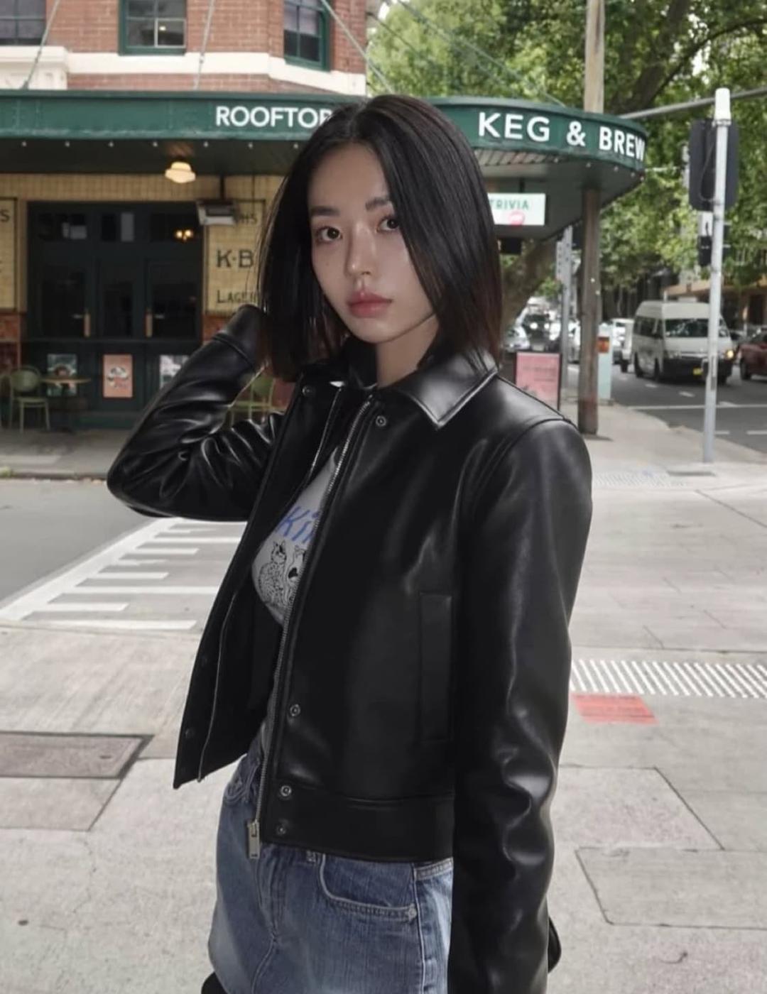 페일제이드 댄디레더 패디드 크롭 자켓/점퍼 블랙 | 후루츠패밀리