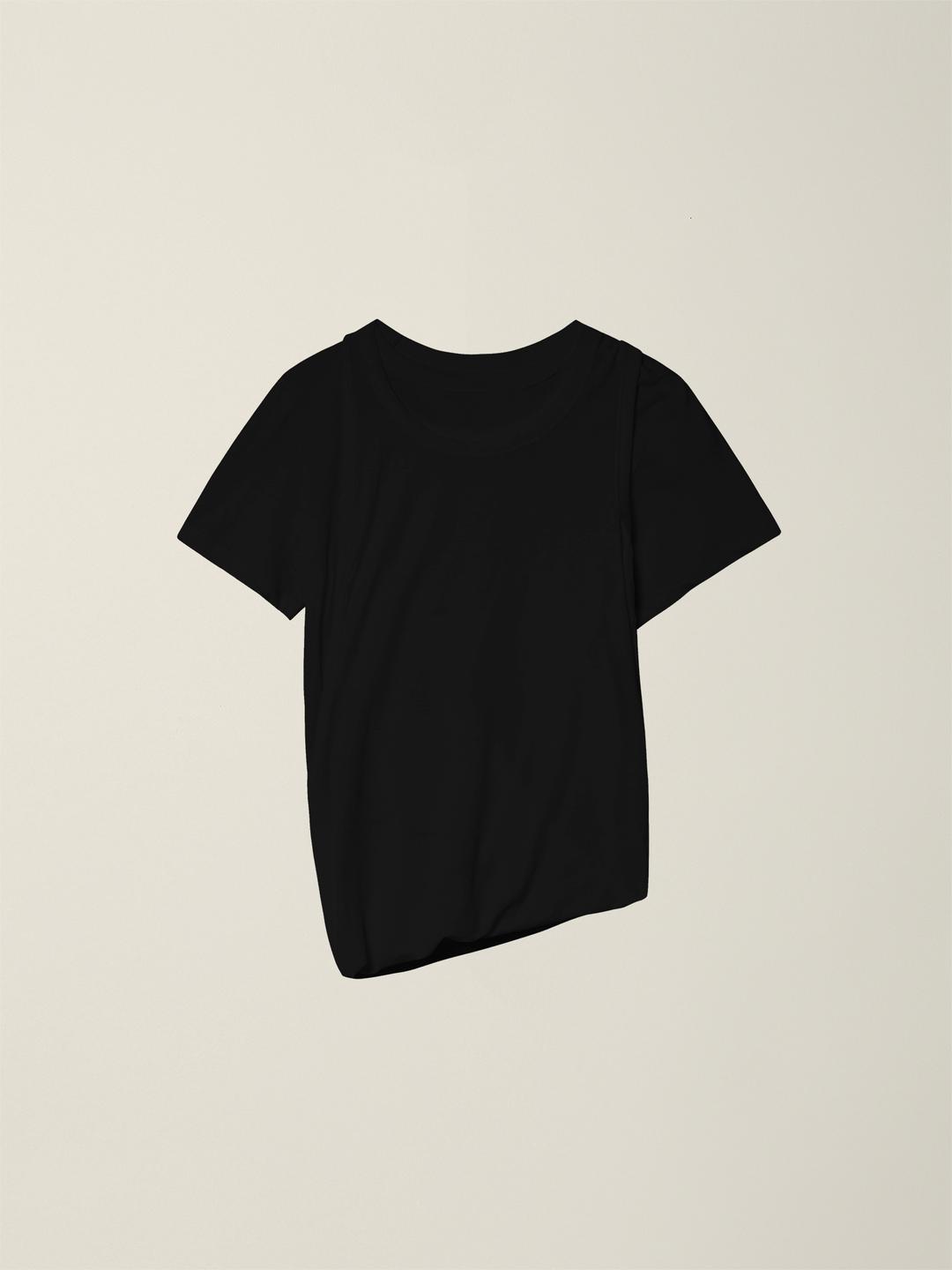 WOMENS TWIST HALF T-SHIRTS  BLACK
