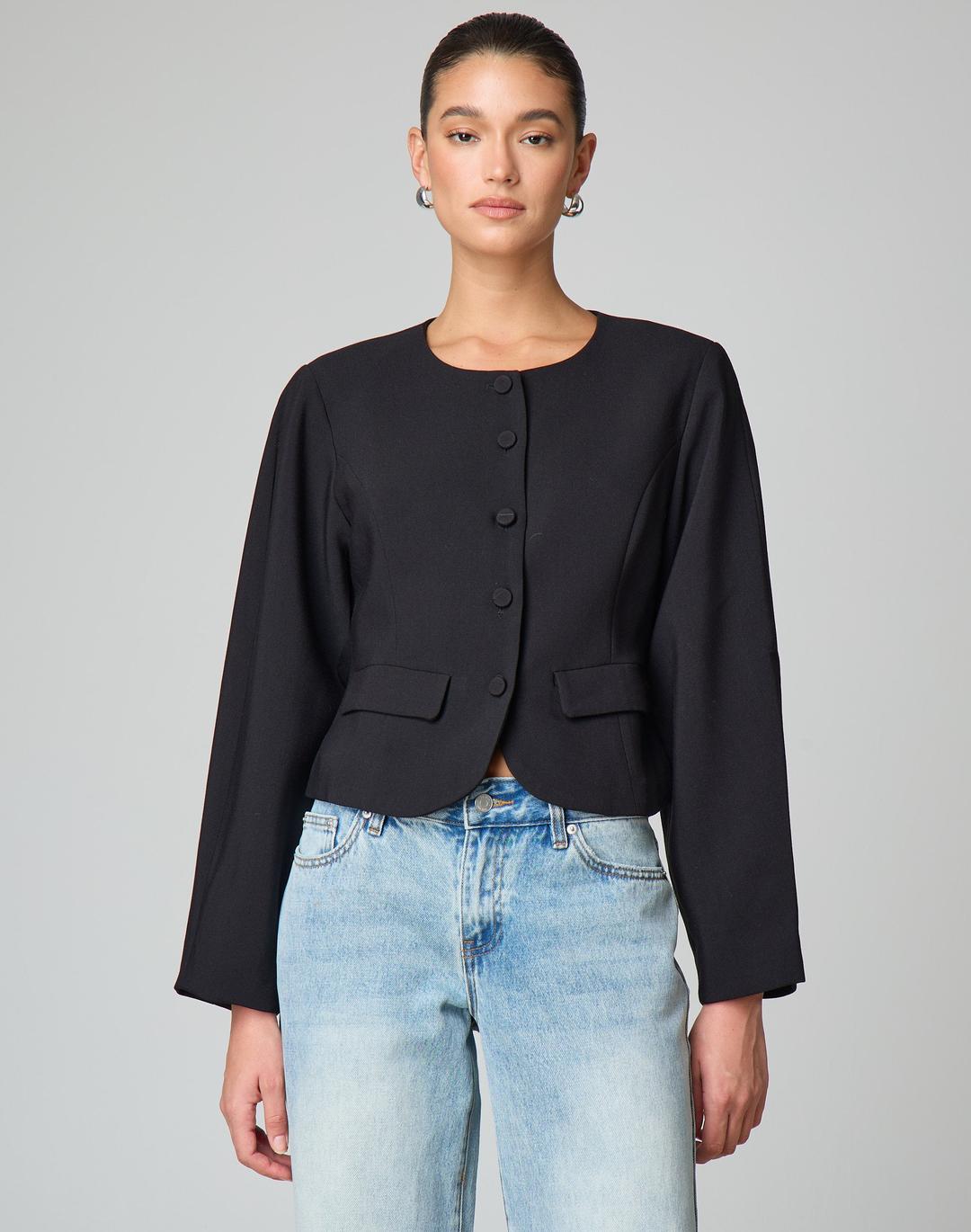 Cropped Tailored Blazer Jacket