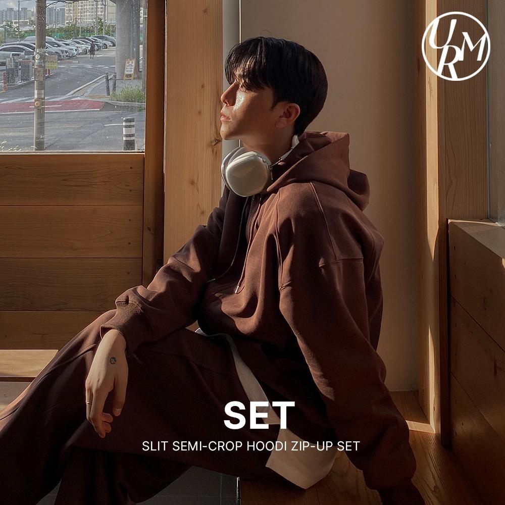 (당일발송)(주문폭주)(MADE) 세미 크롭 절개 후드집업 SET