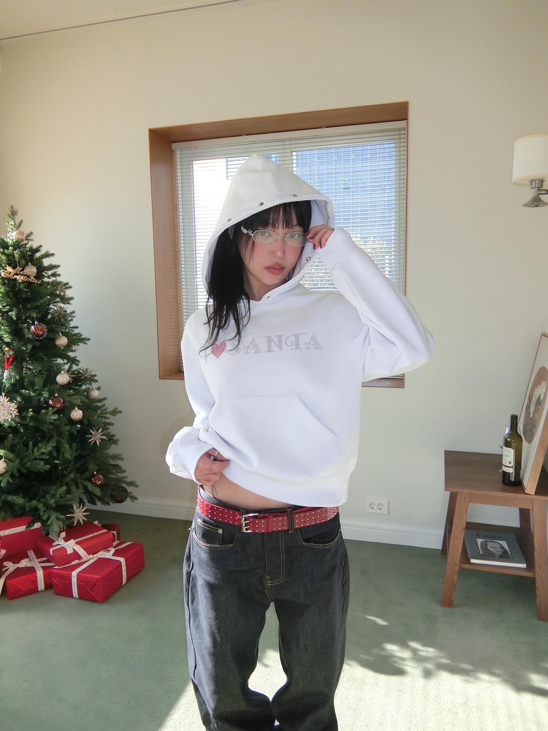 SC MADE* I ♡ SANTA HOODIE - White