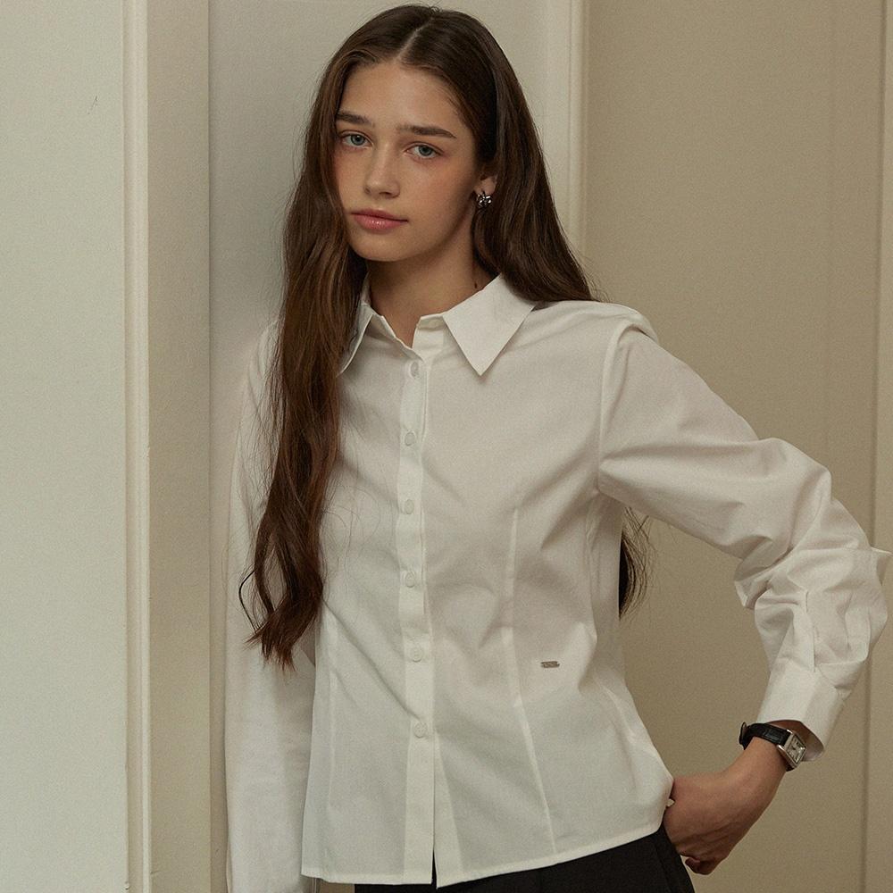 Slim fit semi crop shirts - white