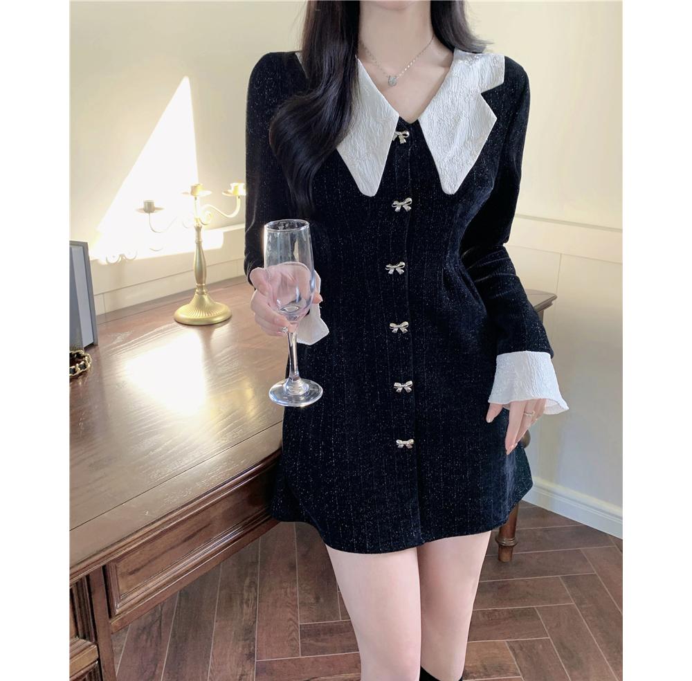 위캔드 빅카라 A라인 미니원피스