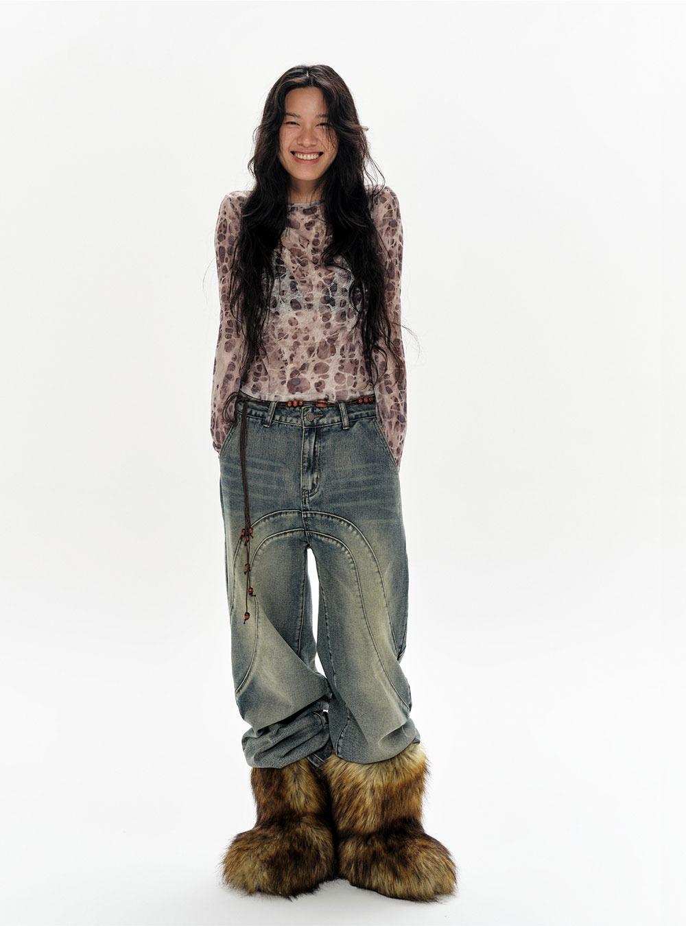 Spumato Leopard See-Through Mesh T-Shirt