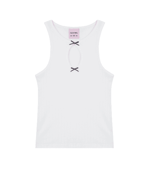 RIBBON SLEEVELESS TOP_WHITE