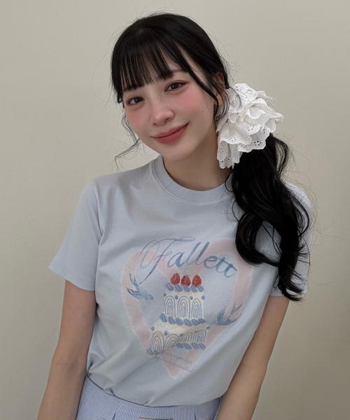 케이크 드로잉 반팔티 스카이 블루