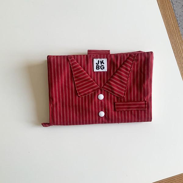 Folded cloth diary cover - Red stripes